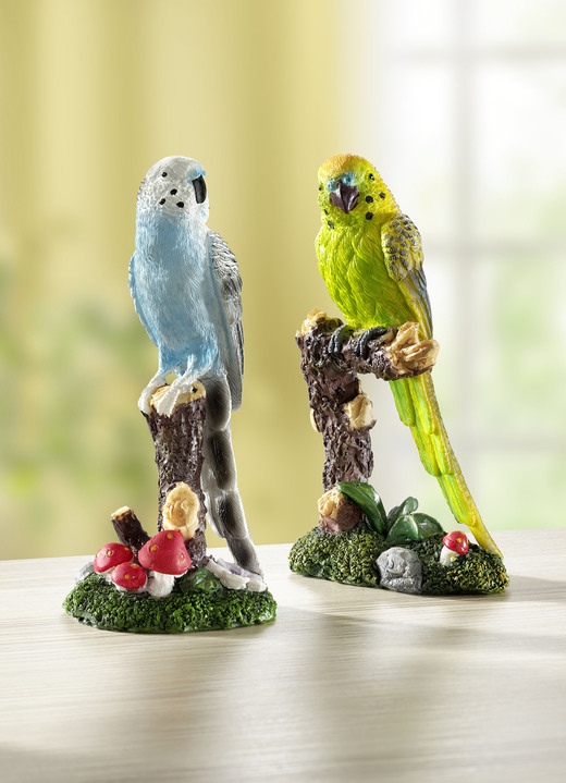 Figuren - Detailliert gearbeitete Wellensittiche, in Farbe GRÜN-GELB