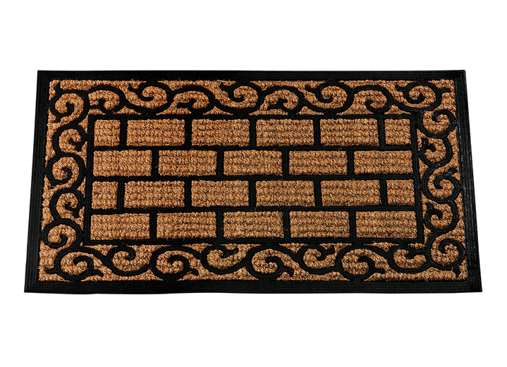 Fußmatten - Fußmatte Antik mit Hartgummi-Ornamenten, in Farbe NATUR-SCHWARZ, in Ausführung Fußmatte rechteckig Ansicht 1