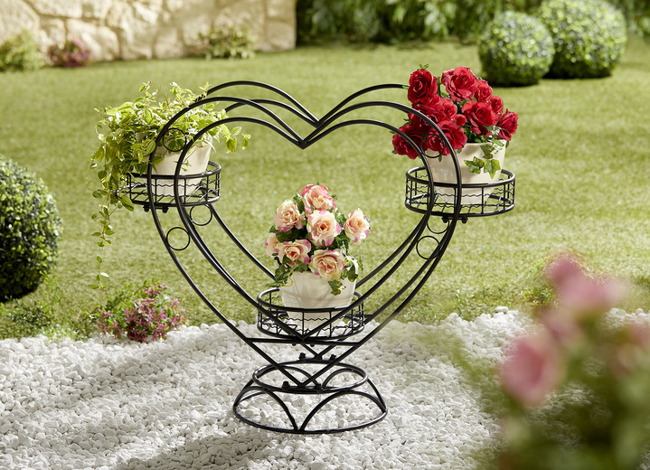 Gartendekoration - Blumenständer Herz, in Farbe SCHWARZ