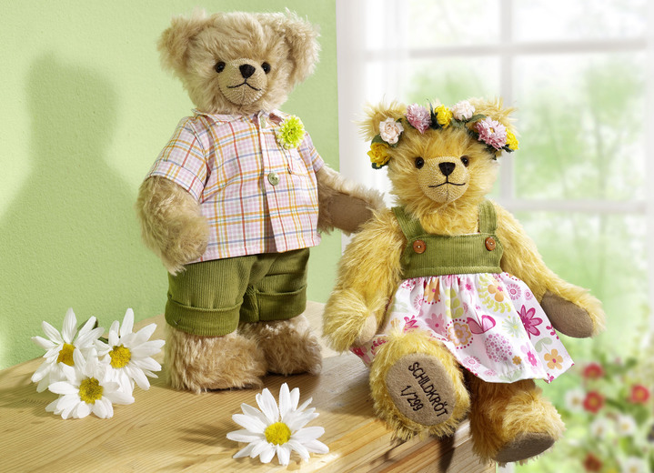 Puppen - Teddybär aus Mohairplüsch, in Farbe NATUR-ROSA, in Ausführung Teddy Junge