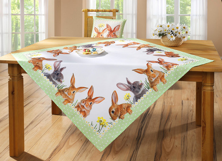 Tisch- und Raumdekoration mit Hasen-Motiven