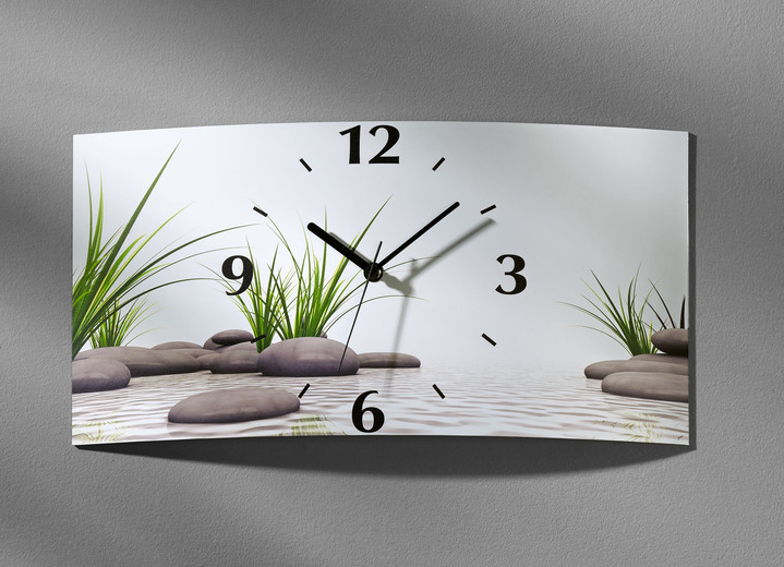 Uhren - Wanduhr aus Aluminium mit Motiv 3D-Steine von Sebastian Kaulitzki, in Farbe WEISS-GRAU