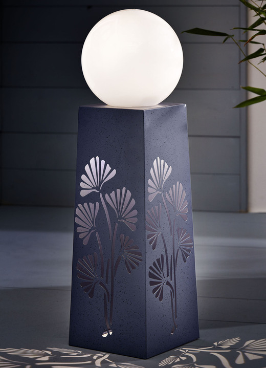 - MAXXMEE-LED-Dekosäule Ginkgo, in Farbe GRAU