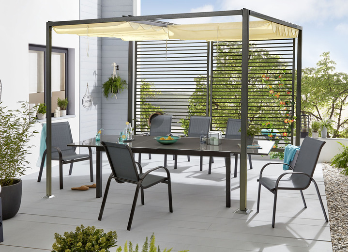 Pavillons - Pergola Venecia aus pulverbeschichtetem Stahl, in Farbe BEIGE Ansicht 1
