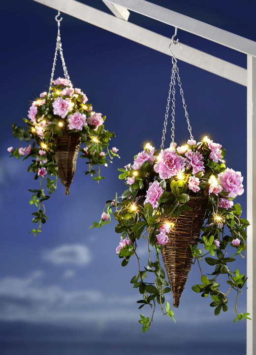 Gartendekoration - LED-Blumenampel Azaleen, in Farbe BUNT