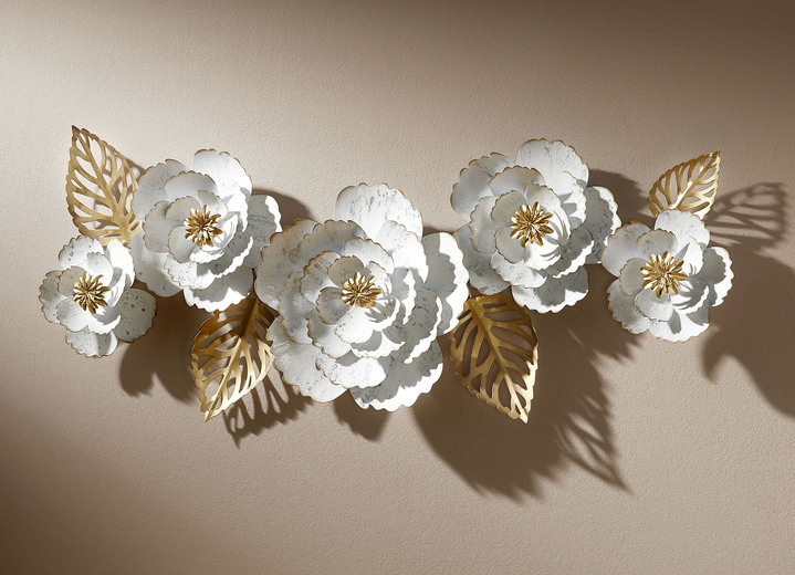 Metall-Wandbilder - Wanddekoration aus Eisen, in Farbe WEISS-GOLD