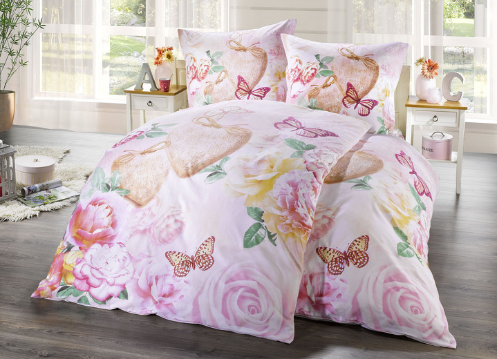 Bettwäschegarnituren - Bettwäsche-Garnitur in Renforcé-Qualität, in Größe 112 (80x80 cm + 135x200 cm) bis 412 (4-teiliges Sparset), in Farbe ROSA