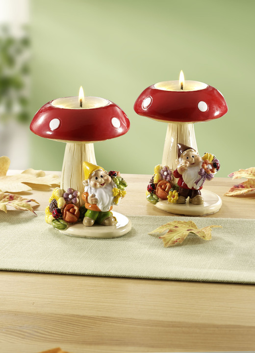 Wohnaccessoires - Originell gestaltete Teelichthalter, 2er-Set, in Farbe ROT-BEIGE