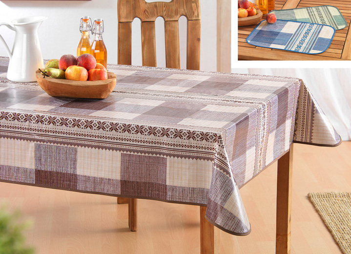 Tischdecken - Wachstuch-Tischdekoration, in Größe 200 (Tischdecke, 130x160 cm) bis 230 (Platzset, 34x 47 cm), in Farbe GRÜN Ansicht 1