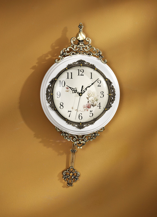 Uhren - Wanduhr mit arabischen Ziffern, in Farbe WEISS-GOLD