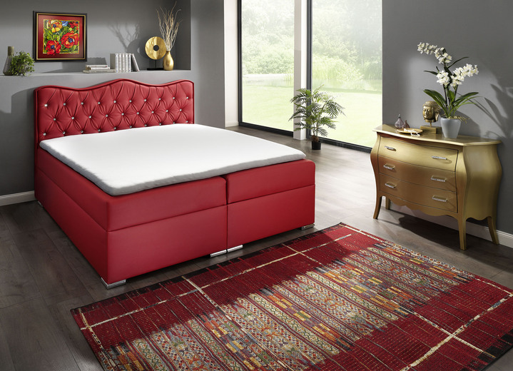 Betten - Boxspringbett mit edlem Kunstlederbezug, in Farbe ROT Ansicht 1