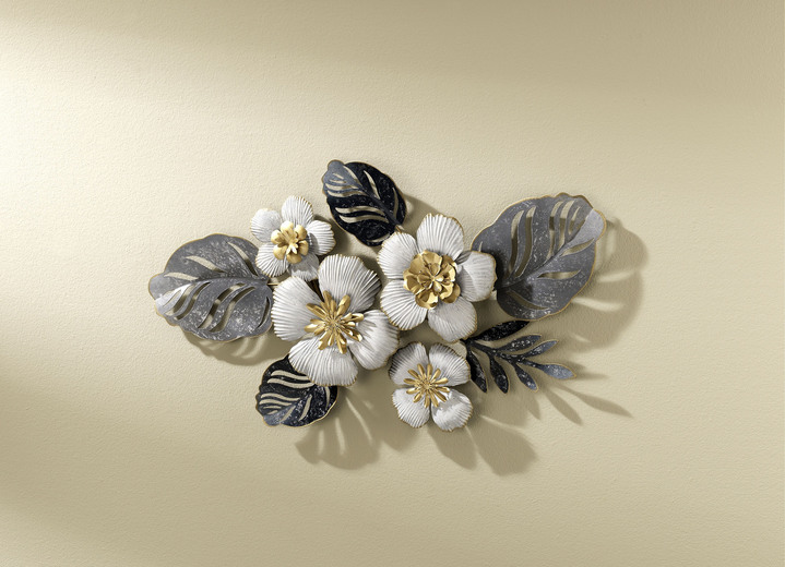 Metall-Wandbilder - Wanddekoration aus Eisen, in Farbe WEISS-GOLD