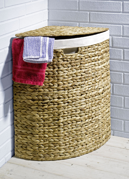 Badmöbel - Wäschekörbe aus Wasserhyazinthe, in Farbe NATUR, in Ausführung Eck-Wäschekorb, groß Ansicht 1