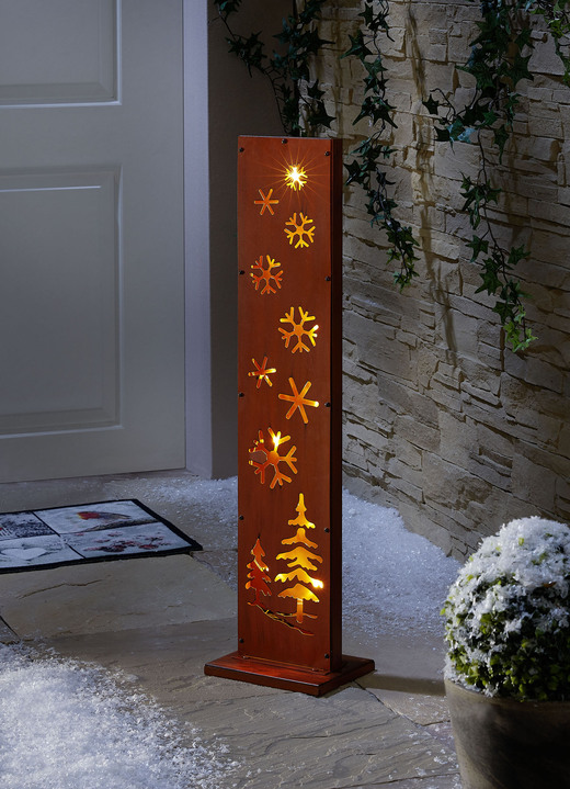 Außendekorationen - LED-Stele aus Metall, in Farbe BRAUN