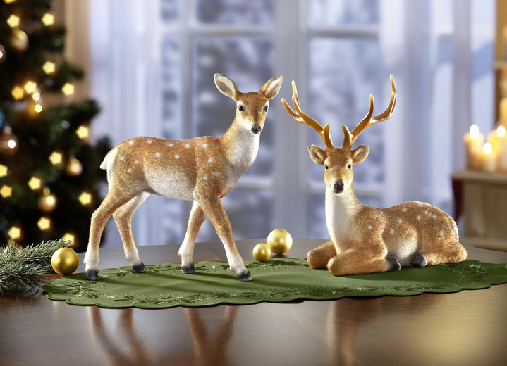 Weihnachtliche Dekorationen - Reh oder Hirsch aus Polyresin, in Farbe NATUR-BRAUN, in Ausführung Hirsch
