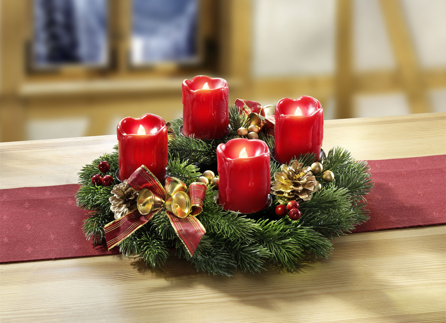 Adventskranz mit LEDEchtwachskerzen Gestecke & Kränze Brigitte