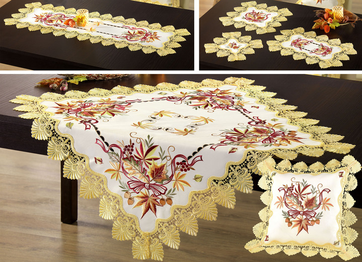 Tischdecken - Tisch- und Raumdekoration, in Größe 101 (Deckchen, 35x 50 cm) bis 404 (Kissenbezug, 40x 40 cm), in Farbe SEKT-BUNT Ansicht 1