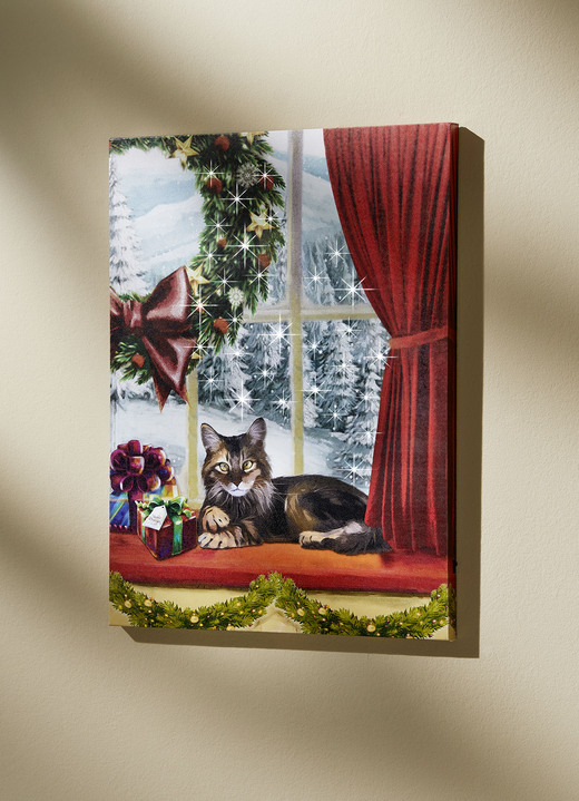 Weihnachtliche Dekorationen - LED-Leinwandbild, in Farbe ROT-GRÜN