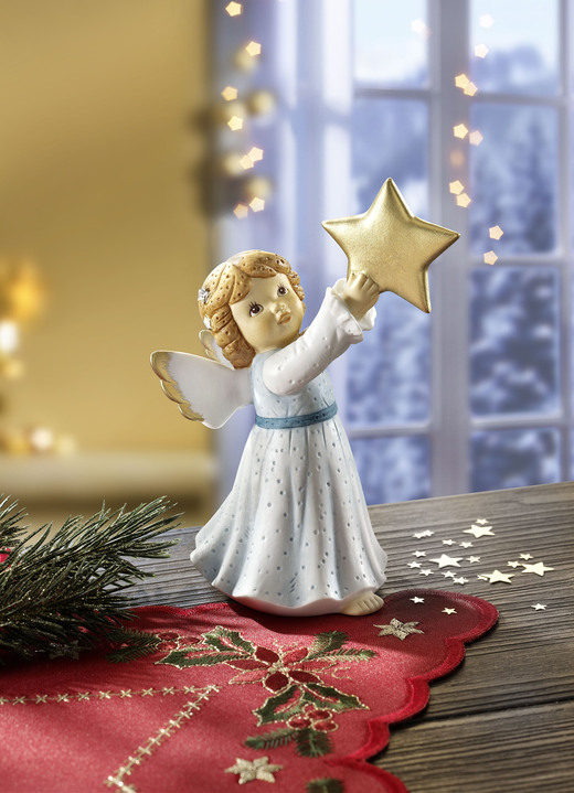 Goebel-Figuren - Engel mit Stern aus Porzellan, in Farbe HELLBLAU