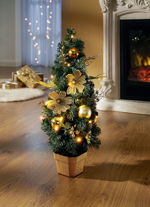 Weihnachtliche Dekorationen - Beleuchteter Weihnachtsbaum, in Farbe GOLD-GRÜN