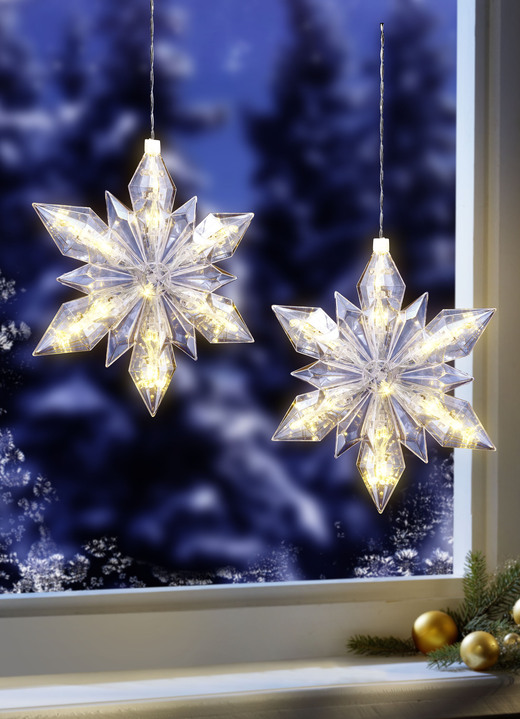 Fensterdekorationen - Batteriebetriebener LED-Weihnachtsstern, 2er-Set, in Farbe WEIß