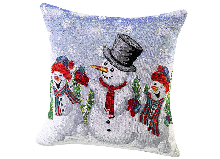 Weihnachtliche Dekorationen - Kissenbezug aus Gobelin mit Reißverschluss, in Farbe BUNT, in Ausführung Schneemänner Ansicht 1