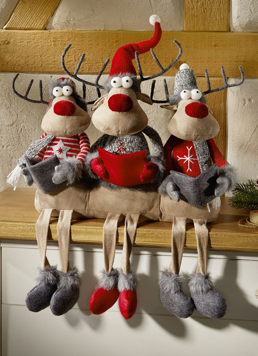 Weihnachtliche Dekorationen - Zauberhafter Kantenhocker, in Farbe BEIGE-ROT