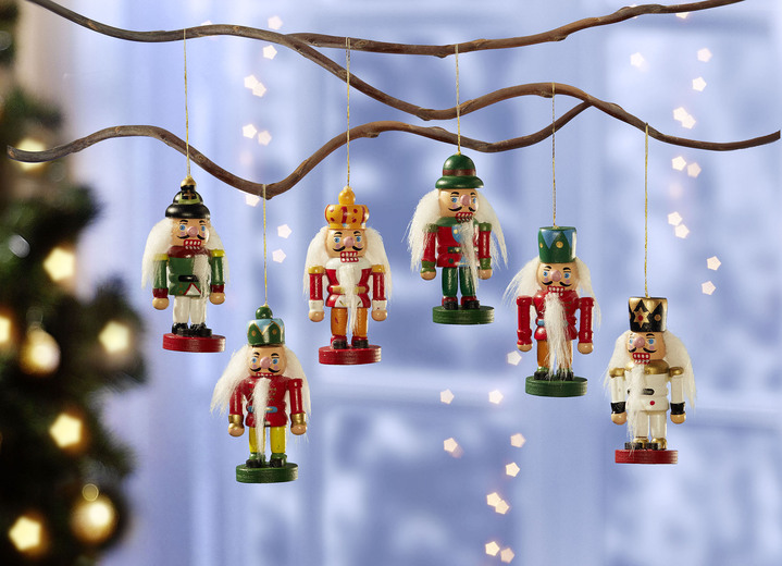 Christbaumschmuck - Baumhänger, 6er-Set, aus Holz, in Farbe BUNT