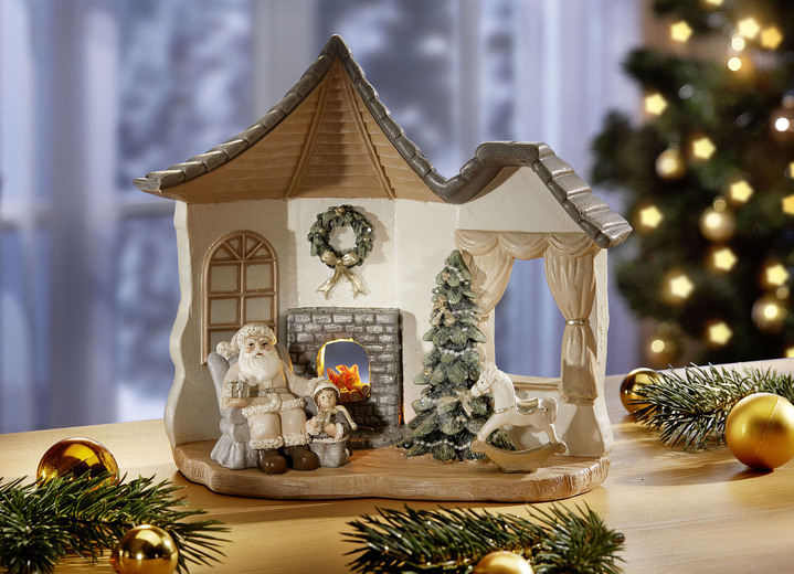 Weihnachtliche Dekorationen - Beleuchtetes Dekohäuschen, batteriebetrieben, in Farbe BUNT