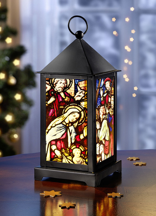 Weihnachtliche Dekorationen - Beleuchtete Laterne aus Eisen, in Farbe BUNT