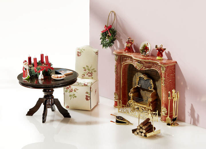 Geschenkideen - Reutter Mini-Welt Weihnachtszimmer, in Farbe BEIGE-ROSÉ, in Ausführung Miniatur-Stuhl mit Husse Ansicht 1