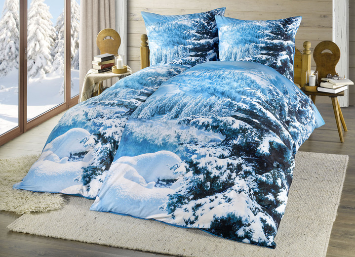 Bettwäschegarnituren - Renforcé Bettwäsche-Garnitur mit Reißverschluss, in Größe 111 (40x80 cm + 135x200 cm) bis 115 (80x80 cm + 155x220 cm), in Farbe BLAU