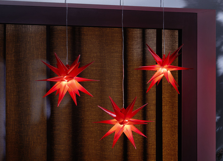 Außendekorationen - LED-Stern, 3-teilig, mit Timerfunktion, in Farbe ROT Ansicht 1
