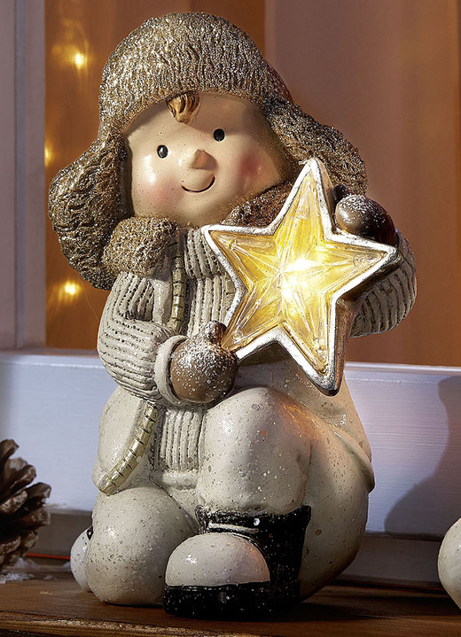 Außendekorationen - Figur Winterkind mit Stern, in Farbe WEISS, in Ausführung Junge Ansicht 1