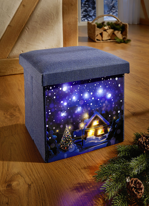Weihnachtliche Dekorationen - LED-Sitzwürfel mit weihnachtlicher LED-Beleuchtung, in Farbe BLAU