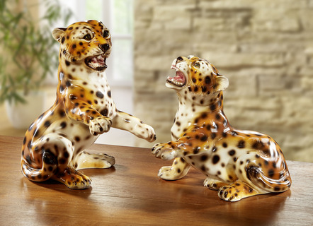 Handbemalte Leoparden aus Keramik