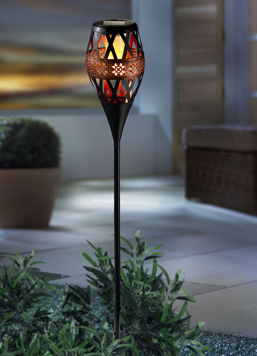 Gartenbeleuchtung - Elegante LED-Fackel aus Metall, in Farbe SCHWARZ