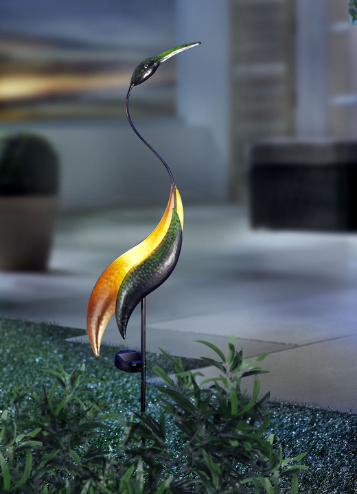 Leuchtende Dekoration - Solarstecker in Form eines Kranichs, in Farbe SCHWARZ