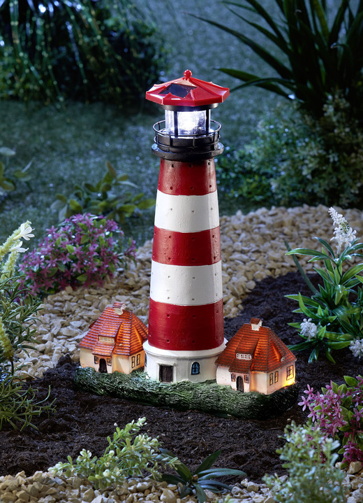 Leuchtende Dekoration - Solar-Leuchtturm für Gartenliebhaber, in Farbe ROT-WEIß Ansicht 1