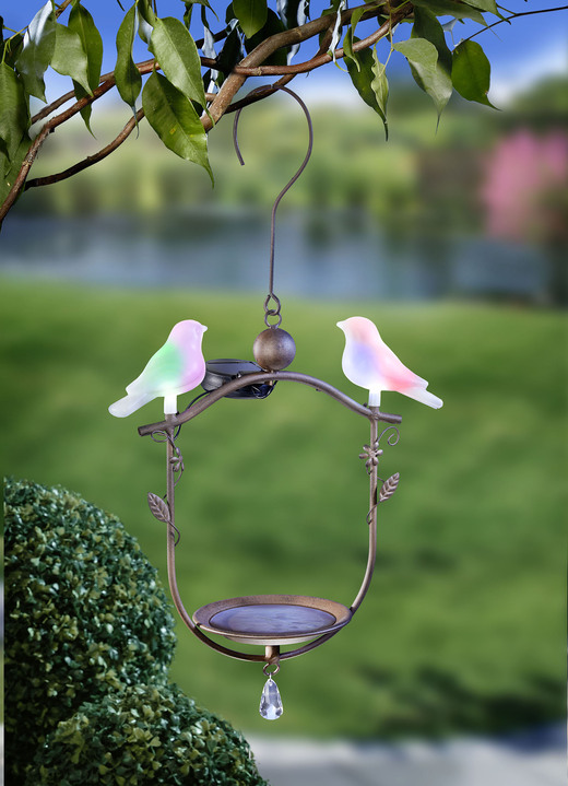 Gartendekoration - Solar-Vogeltränke, hängend, in Farbe BRAUN