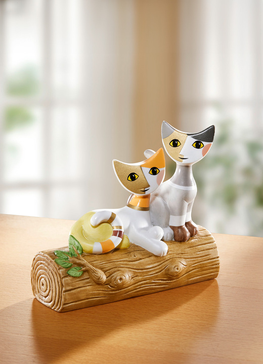 Figuren - Katzenpaar auf Baumstamm von Rosina Wachtmeister, in Farbe BUNT