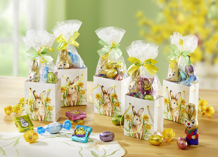 - Ostertütchen mit Hasenmotiv, 5er-Set, in Farbe BUNT
