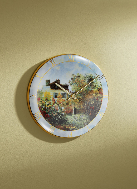 Uhren - Wanduhr des Künstlers Monet mit Echtgoldauflage , in Farbe BUNT