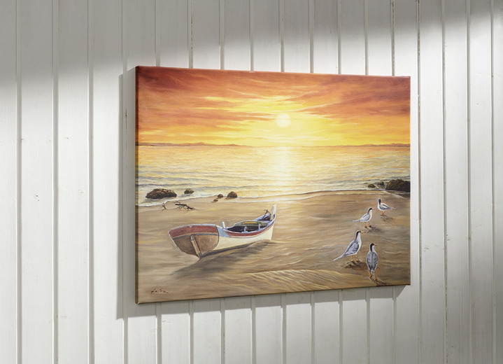 Landschaft - Hochwertiges Leinwandbild mit Sonnenuntergang-Motiv, in Farbe BUNT