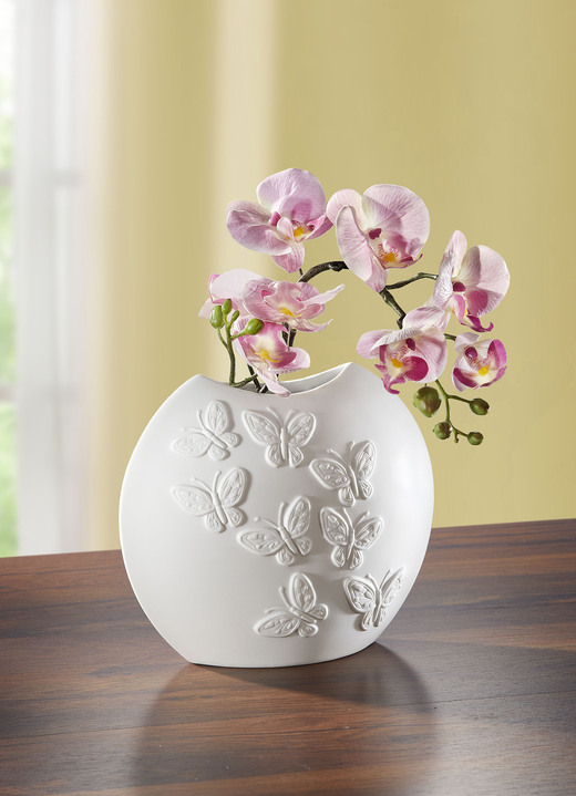 Wohnaccessoires - Vase Papillon mit Relief-Schmetterlingsmotiv, in Farbe WEISS, in Ausführung Vase klein Ansicht 1