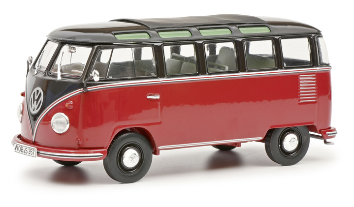 Sammlermodelle - Sammlermodell VW T1b Samba aus Zinkdruckguss, in Farbe SCHWARZ-ROT
