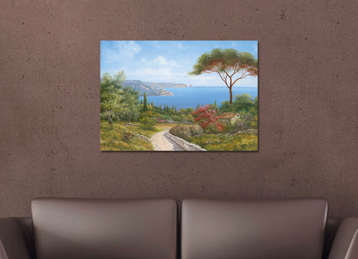 Landschaft - Hochwertiges Leinwandbild mit sagenhafter Landschaft, in Farbe BLAU-GRÜN Ansicht 1