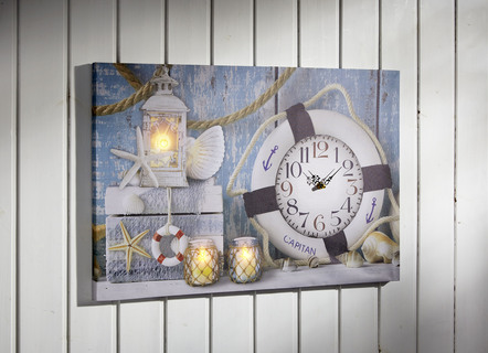LED-Leinwandbild mit einer Uhr