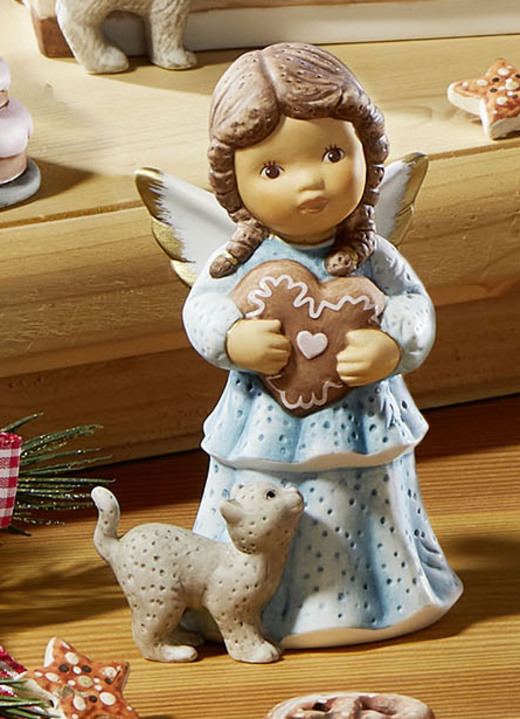 - Lebkuchenbäckerei Szene aus Porzellan, in Farbe BLAU, in Ausführung Engel mit Lebkuchenherz Ansicht 1