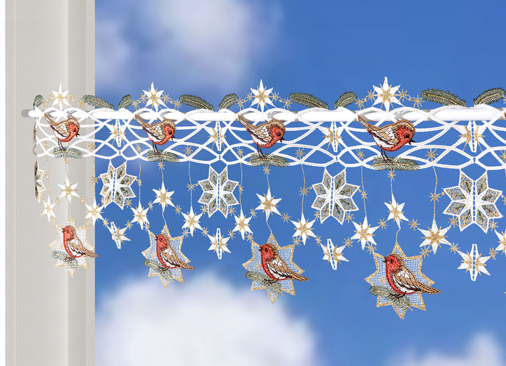 Landhaus & Küche - Stangendekoration mit weihnachtlichen Motiven, in Größe 628 (25x 48 cm) bis 660 (25x112 cm), in Farbe BUNT, in Ausführung Weihnachtsvögel Ansicht 1
